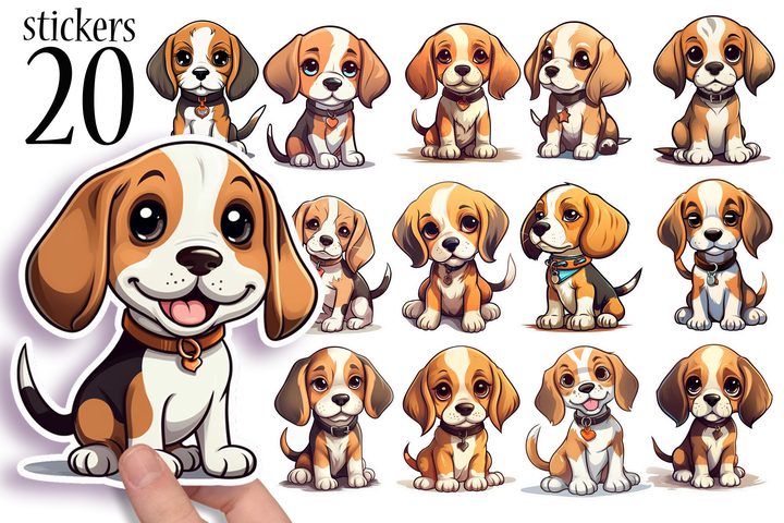 Beagle Printable Sticker Sheets PNG