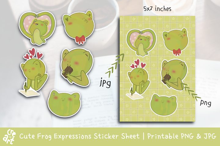 Cute Frog Expressions Sticker Sheet