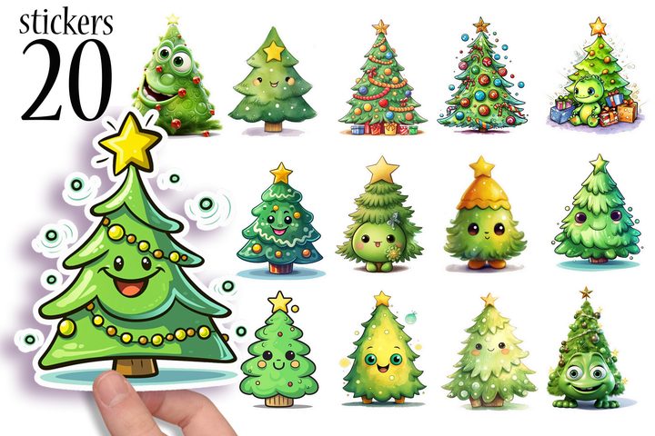 Cute Kids Christmas Tree Sticker Sheets