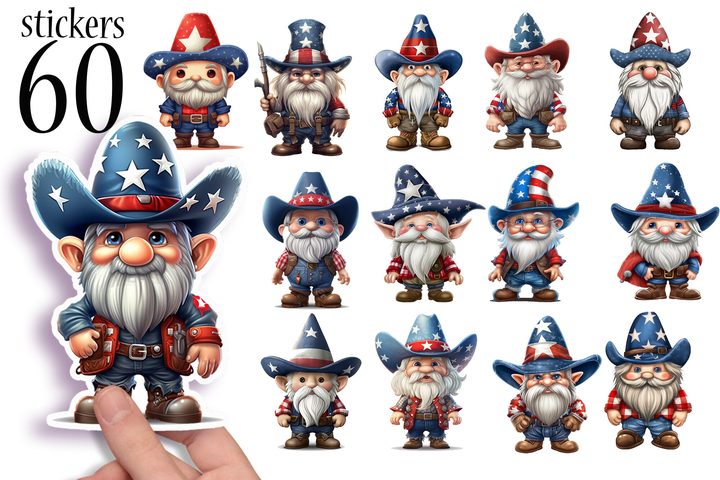 Cute Patriotic Gnome Sticker Sheets