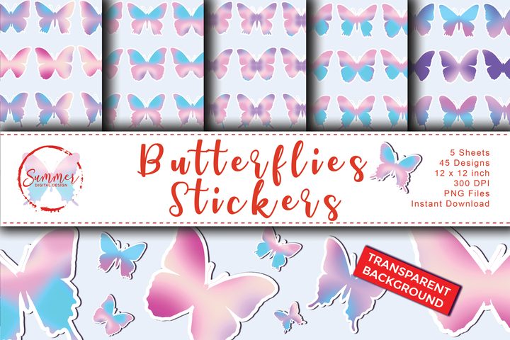 Cute Unicorn Butterfly Sticker Sheets