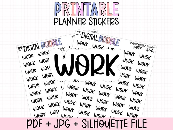 Work Printable Planner Stickers